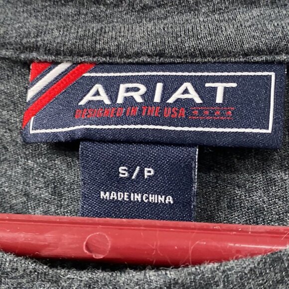 Ariat Long Sleeve Cotton Top Heathered Grey with Cartoon Motive size S - Picture 3 of 8